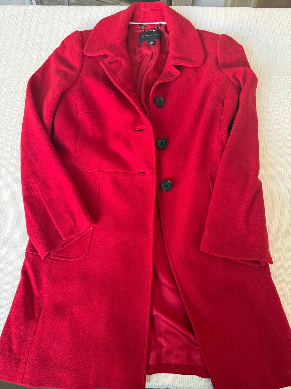 Banana Republic Red Wool Blend Pea Coat Size M